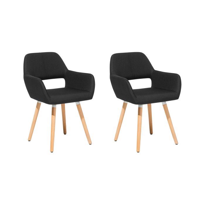 Set of 2 Fabric Dining Chairs Black CHICAGO