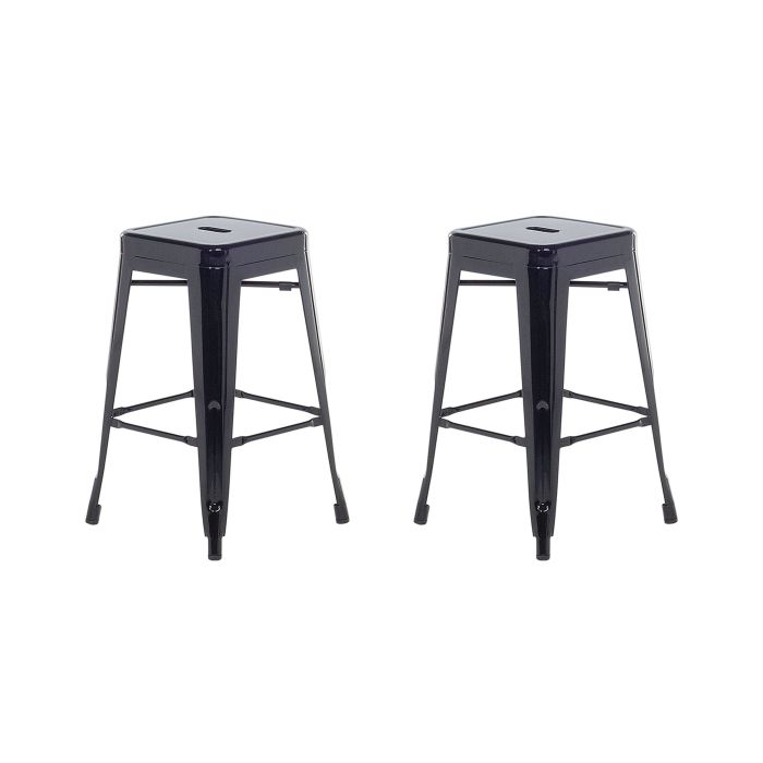Set of 2 Bar Stools 60 cm Black CABRILLO