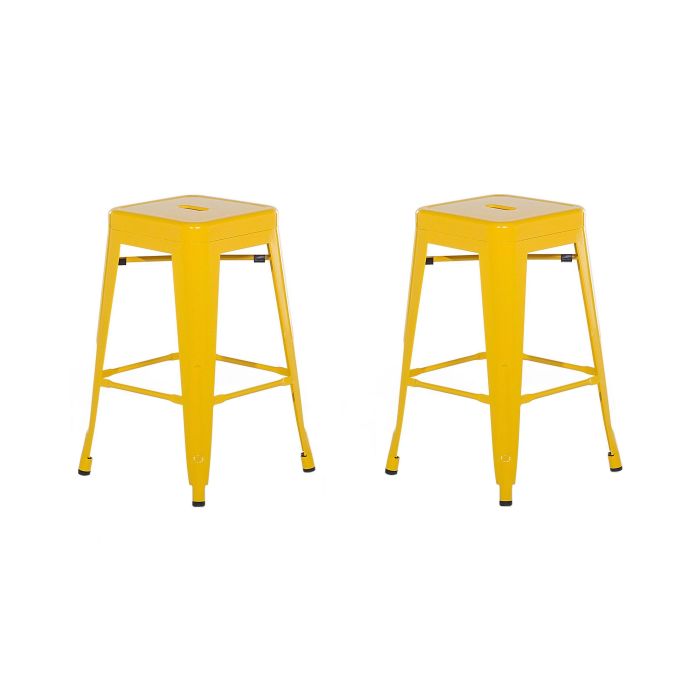 Set of 2 Metal Stools 60 cm Yellow CABRILLO