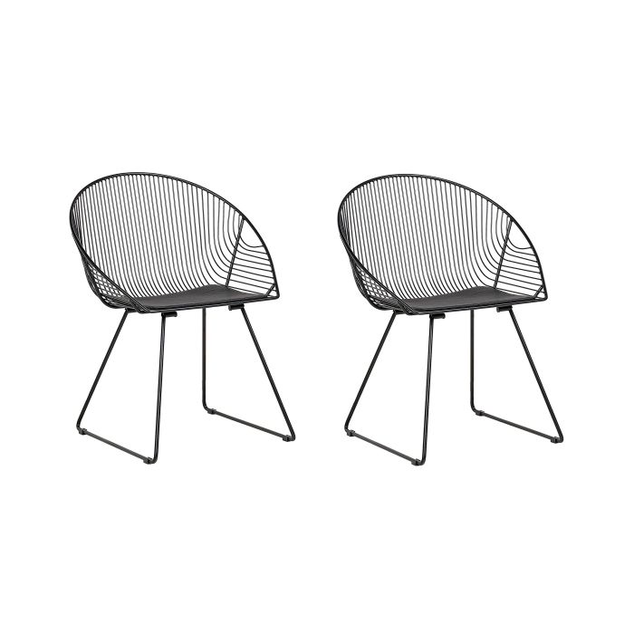 Set of 2 Metal Accent Chairs Black AURORA