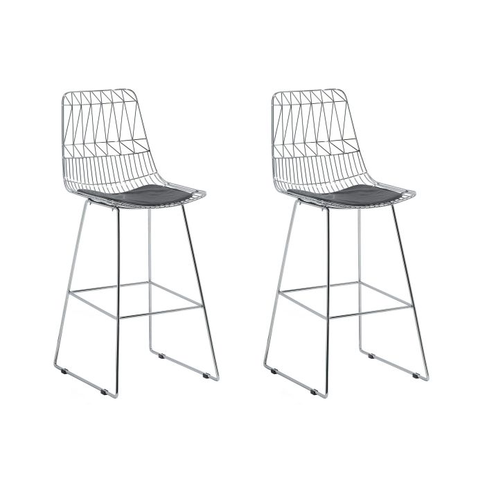 Set of 2 Metal Bar Chairs Silver PRESTON