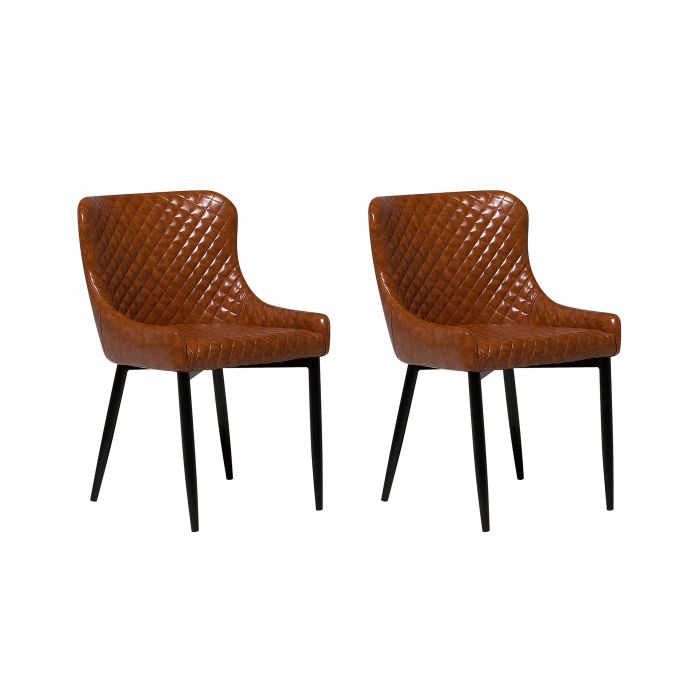 Set of 2 Dining Chairs Faux Leather Brown SOLANO