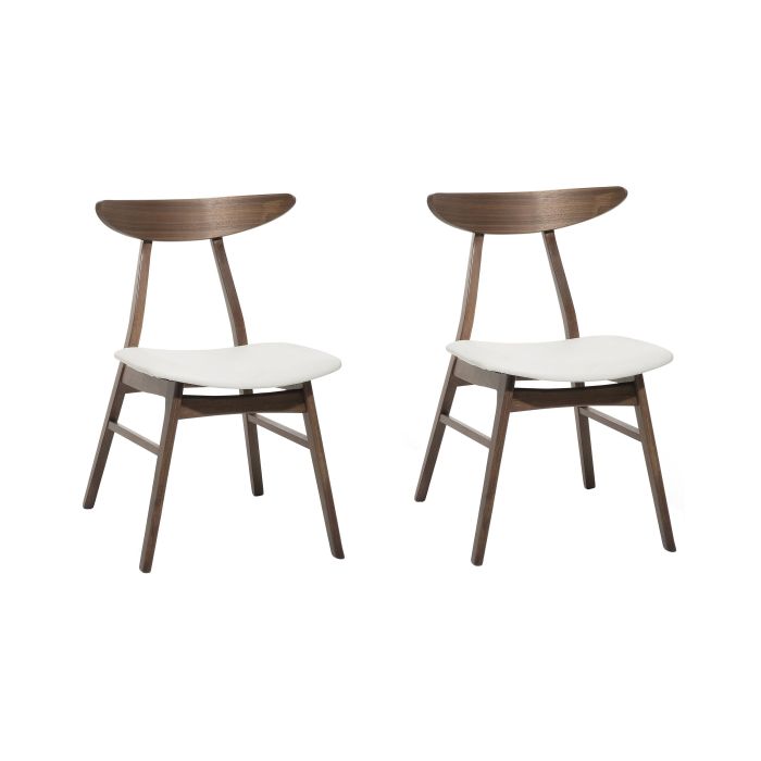Set of 2 Wooden Dining Chairs Dark Wood and White LYNN