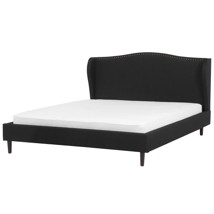 Fabric EU Super King Size Bed Black COLMAR