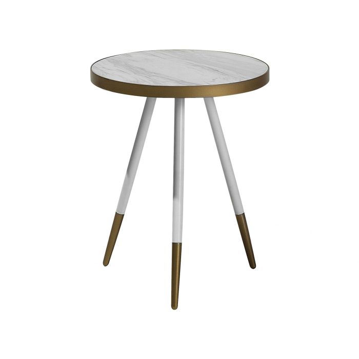 Marble Effect Side Table White with Gold RAMONA