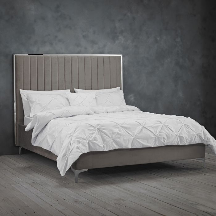 Berkeley Mink Grey Velvet Bed Frame - Standard Double 4ft6
