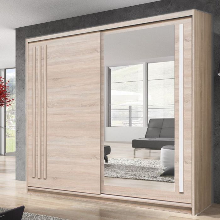 React Sliding Door Wardrobe 200cm - Oak Sonoma