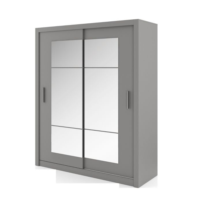 Bravo-02 Sliding Door Mirror Wardrobe 180cm - Grey