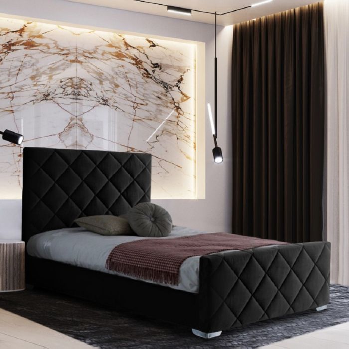 Esana Plush Velvet Bed - Black in 5 Sizes