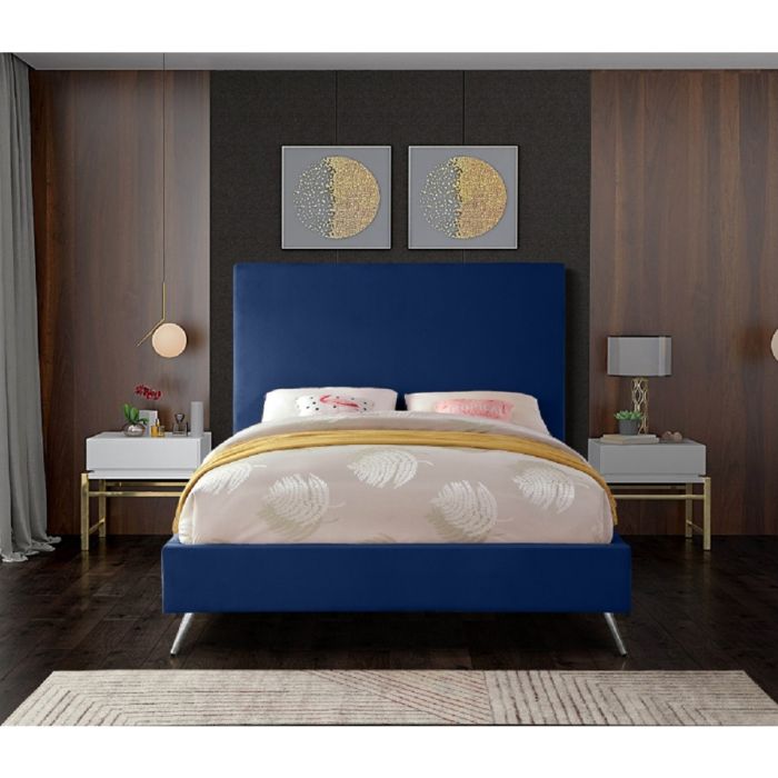 Jelson Plush Velvet Bed - Blue in 5 Sizes