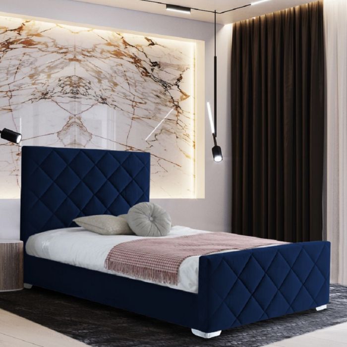 Esana Plush Velvet Bed - Blue in 5 Sizes