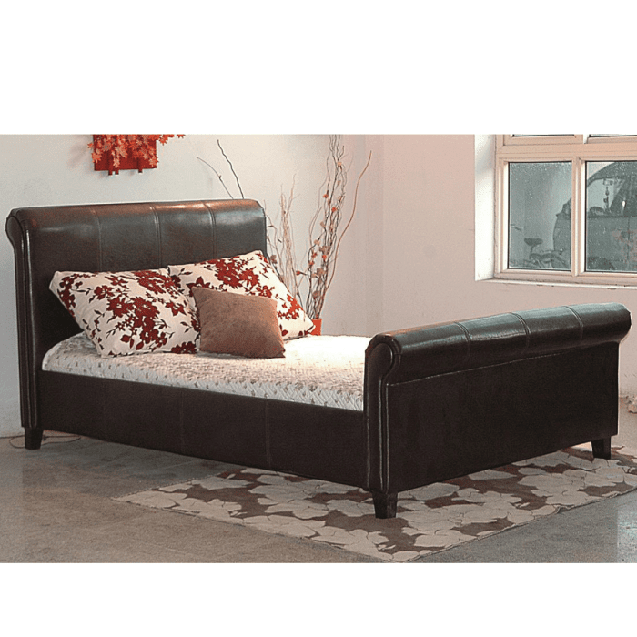 Zinck Classic Leather Effect Bed Frame Timeless Elegance in Brown - Double 4ft6