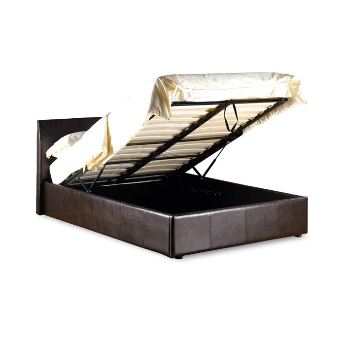 Luxury Redefined Purbeck Leather Effect High Headboard Ottoman Storage Bed Brown - Double 4ft6