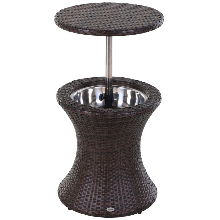 Rattan Ice Bucket with Table - Brown