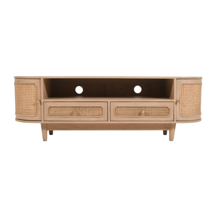Roberts Cane & Mango Wood 2 Drawers TV Cabinet