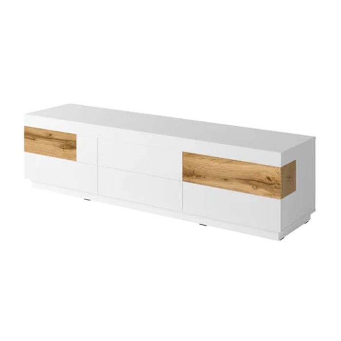 Salamandar 40 TV Cabinet Wotan Oak - White Gloss