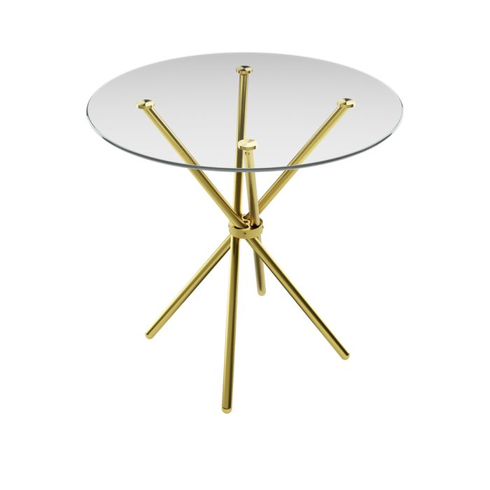 CASORA Round Dining Table with Gold Legs - Clear