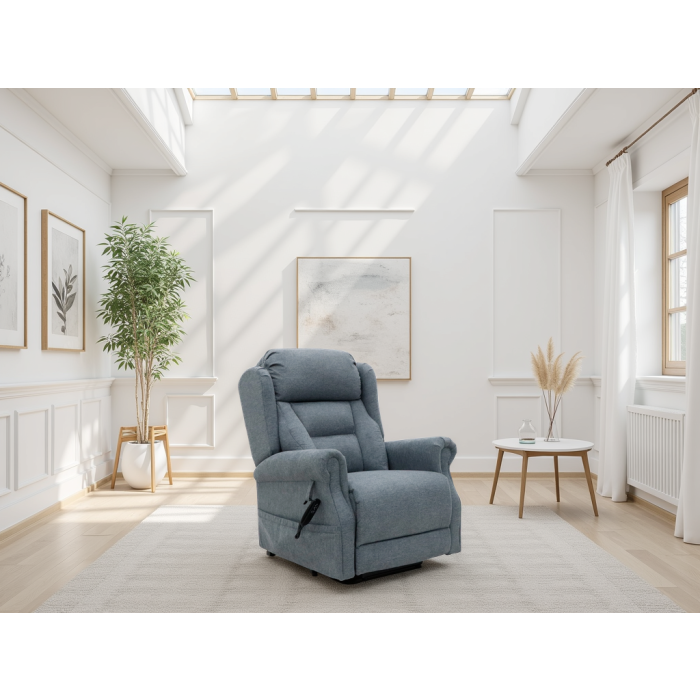 DELVANO Fabric Electric Recliner Armchair - Grey