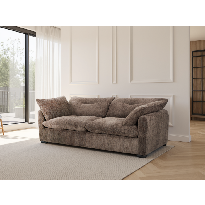 HAWKSTONE Fabric 3 Seater Sofa - Brown