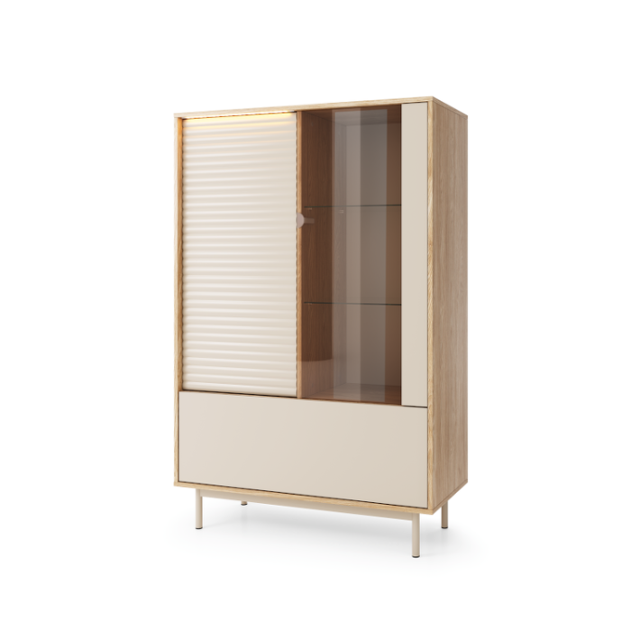FINA Display Cabinet - Oak and Beige