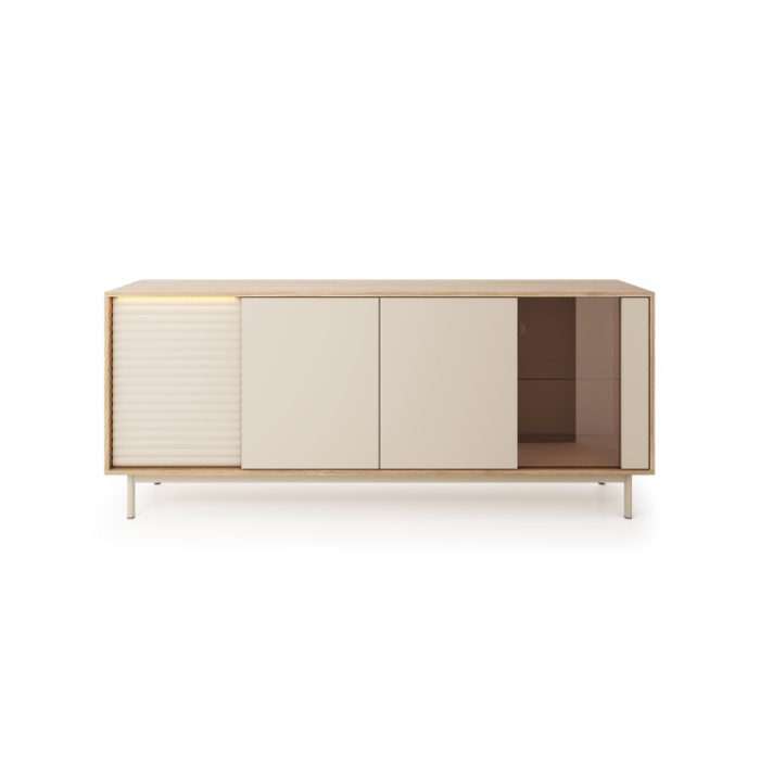 FINA Sideboard Cabinet 184cm - Oak with Beige