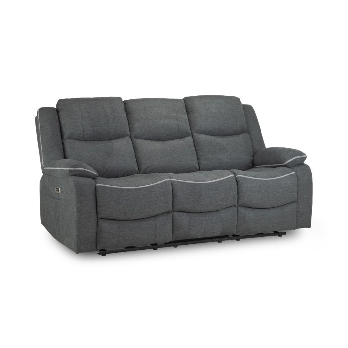 Recliner Sofa -  MART Electric Fabric 3 Seater Recliner Sofa Graphite 192cm