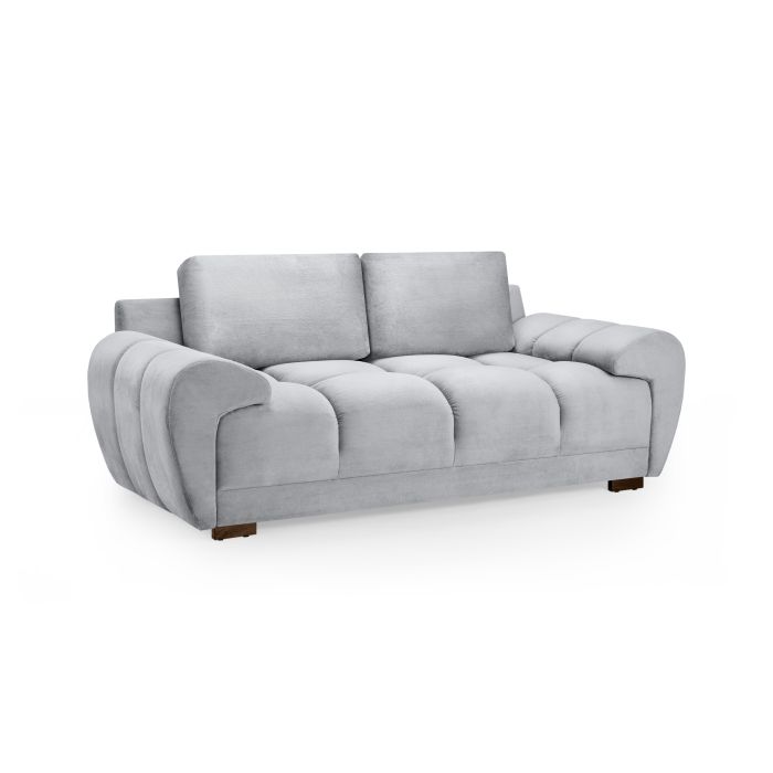 2 Seater Sofa - SUSAN Plush Velvet 2 Seater Sofa Grey 205cm