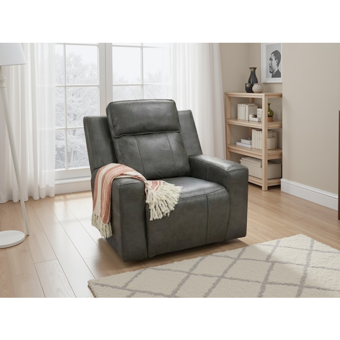 CALVIRO Leather Electric Recliner Armchair - Grey