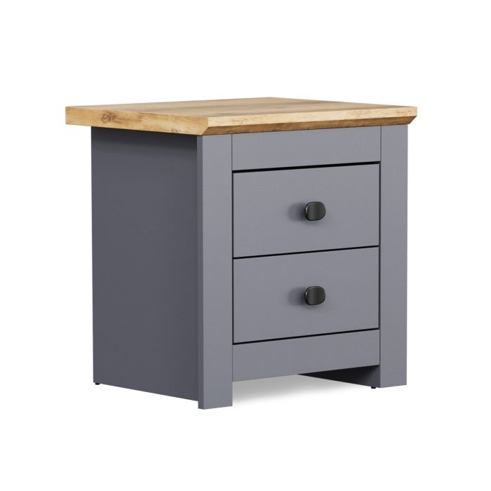 MILANA Bedsite Table with 2 Drawers - Graphite