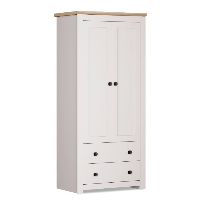 MILANA 2 Door Wardrobe with 2 Drawers Beige - 79cm