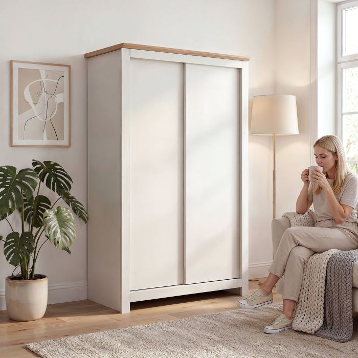MILANA 2 Door Sliding Wardrobe Beige - 115cm