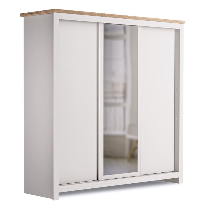 MILANA 3 Door Mirrored Sliding Wardrobe Beige - 180cm