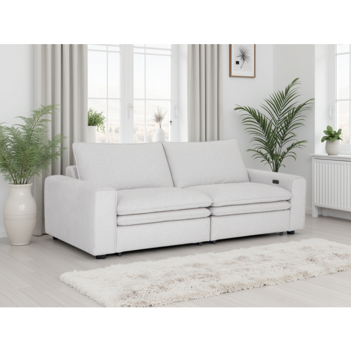 OVANA Fabric 2 Seater Electric Sofabed - Ivory