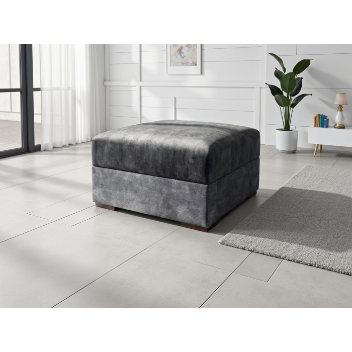 SOLARAE Fabric Footstool - Black