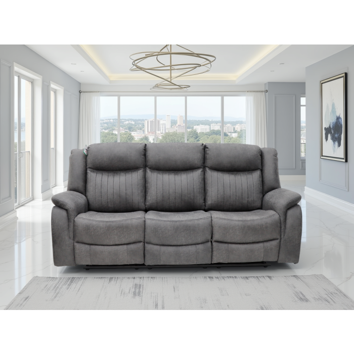 LAVENTO Fabric 3 Seater Electric Recliner Sofa - Grey