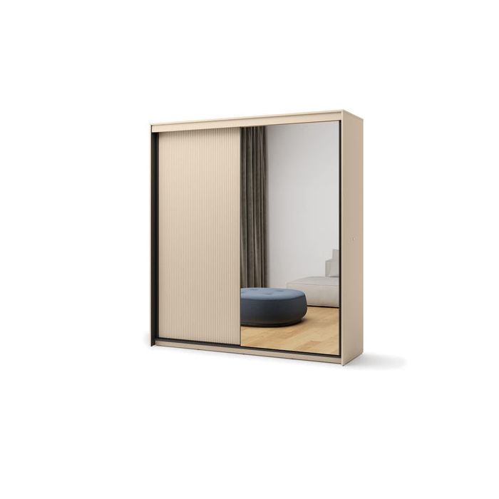 TRADESSA 2 Door Mirrored Sliding Wardrobe Beige - 200cm