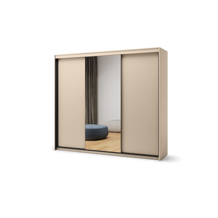 TRADESSA 3 Door Mirrored Sliding Wardrobe Beige - 250cm