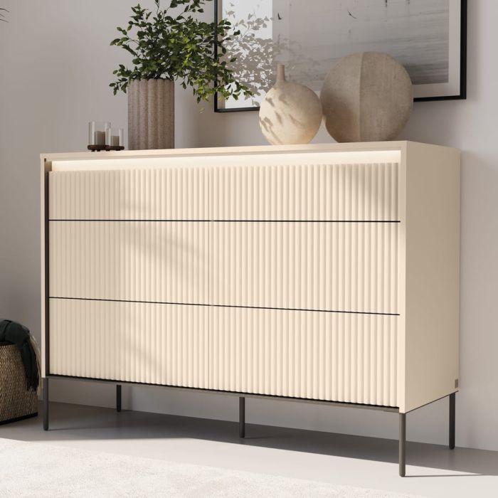TRADESSA Beige Chest of Drawers - Medium-sized, 3 Drawers