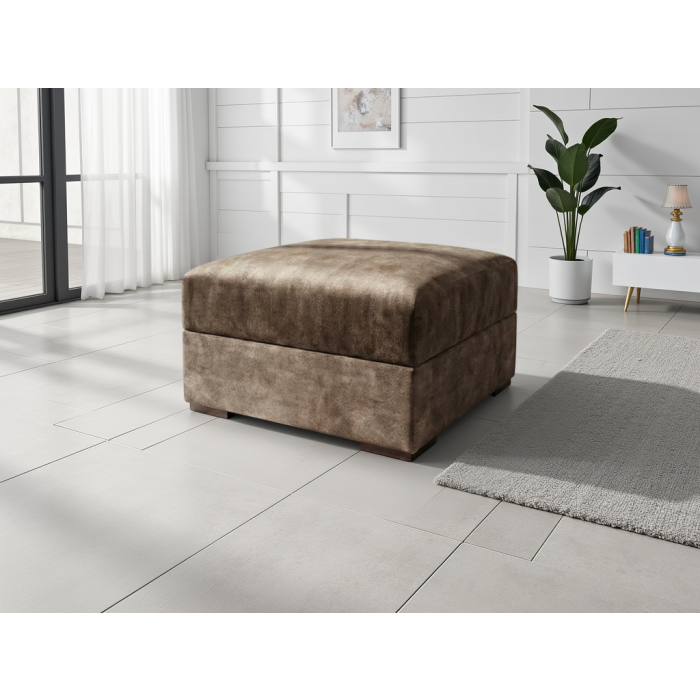 SOLARAE Fabric Footstool - Brown