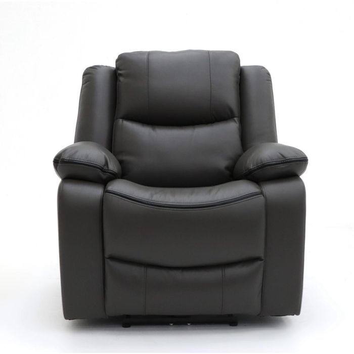 Recliner Sofa - MART Faux Leather Electric Recliner Armchair Sofa Grey 92cm