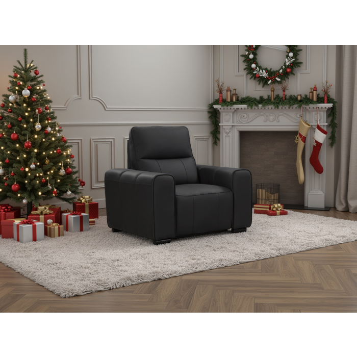 FERRARO Leather Electric Recliner Armchair - Black