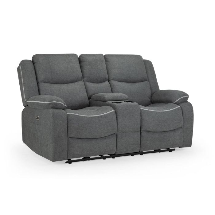 Recliner Sofa -  MART Electric Fabric 2 Seater Recliner Sofa Graphite 168cm