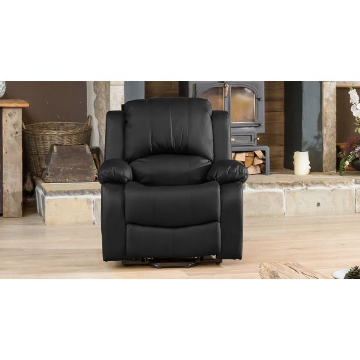 Armchair - THERMAVEL Leather Riser Recliner with Electric Lift Assist Heated Massage Chair - Black