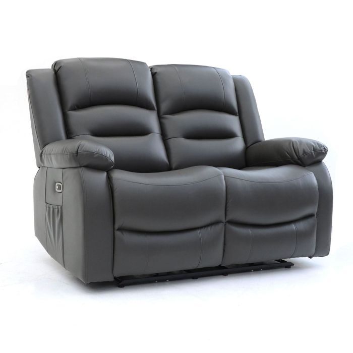 Recliner Sofa -  Mark Faux Leather 2 Seater Recliner Sofa Grey 136cm