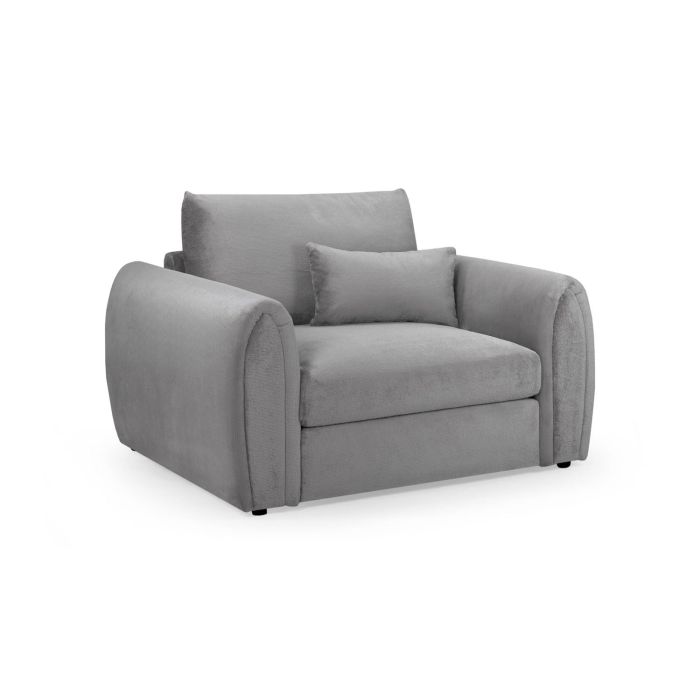 Armchair - ANDREW Velvet Armchair Sofa Grey 138cm