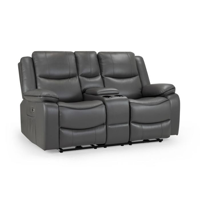 Recliner Sofa -  MART Faux Leather 2 Seater Electric Recliner Sofa Grey 168cm