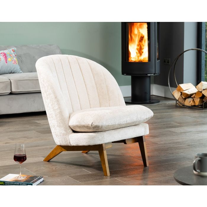 ZENARO Boucle Fabric Tub Chair - Taupe