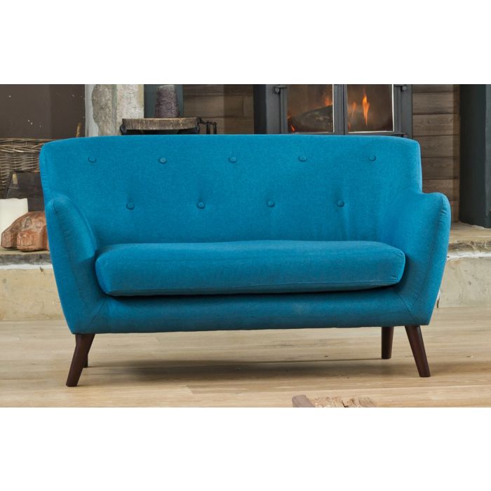 2 Seater Sofa - ELVERRA Fabric Sofa Dark Legs - Teal
