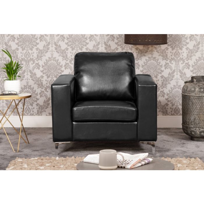 LUXORA Leather Armchair - Black