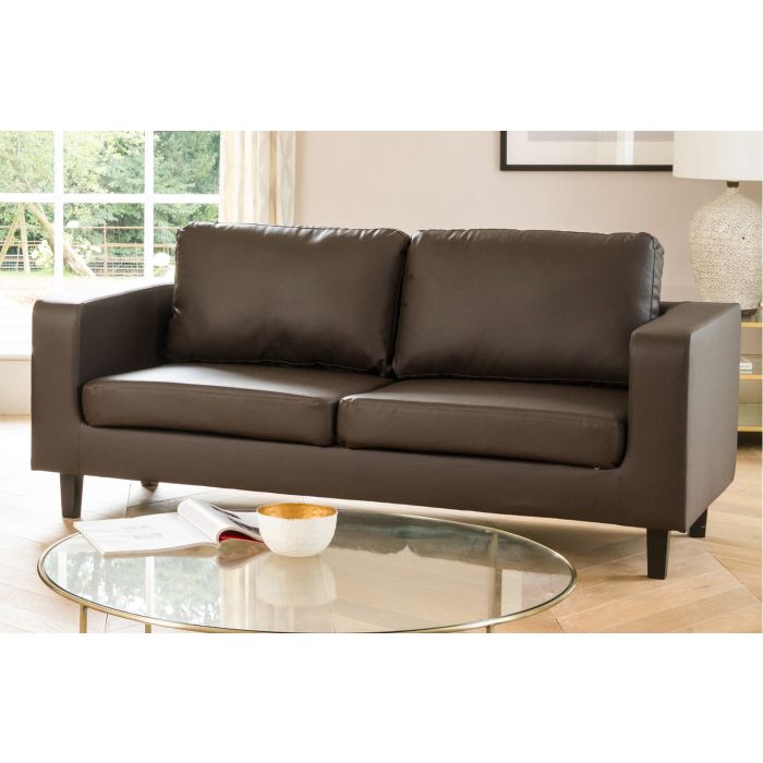 REGNIX Bonded Leather 3 Seater Sofa - Brown
